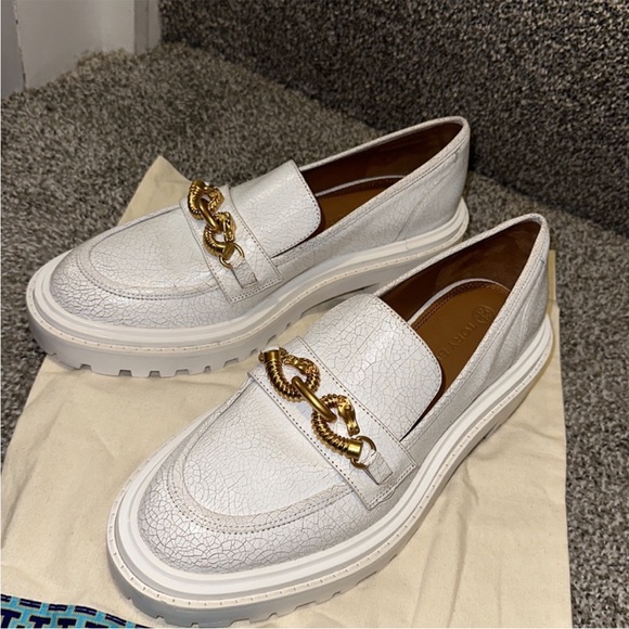 Tory Burch Jessa Lug Sole Cracked White Leather, NWT - Picture 3 of 6